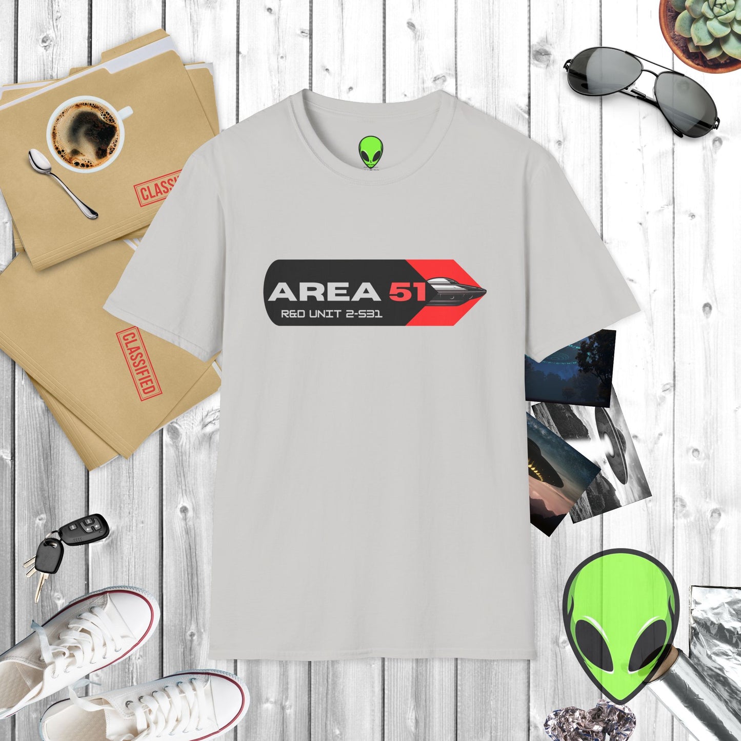 Alien Area 51 Unisex Softstyle T-Shirt - Casual UFO Enthusiast Apparel