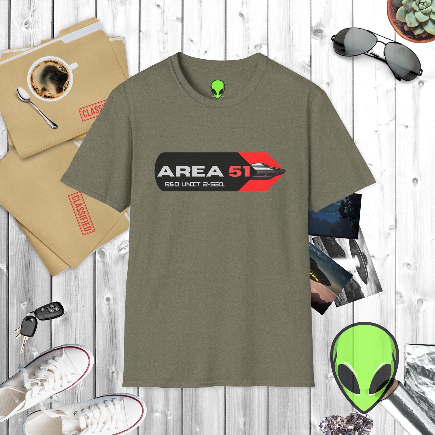 Alien Area 51 Unisex Softstyle T-Shirt - Casual UFO Enthusiast Apparel