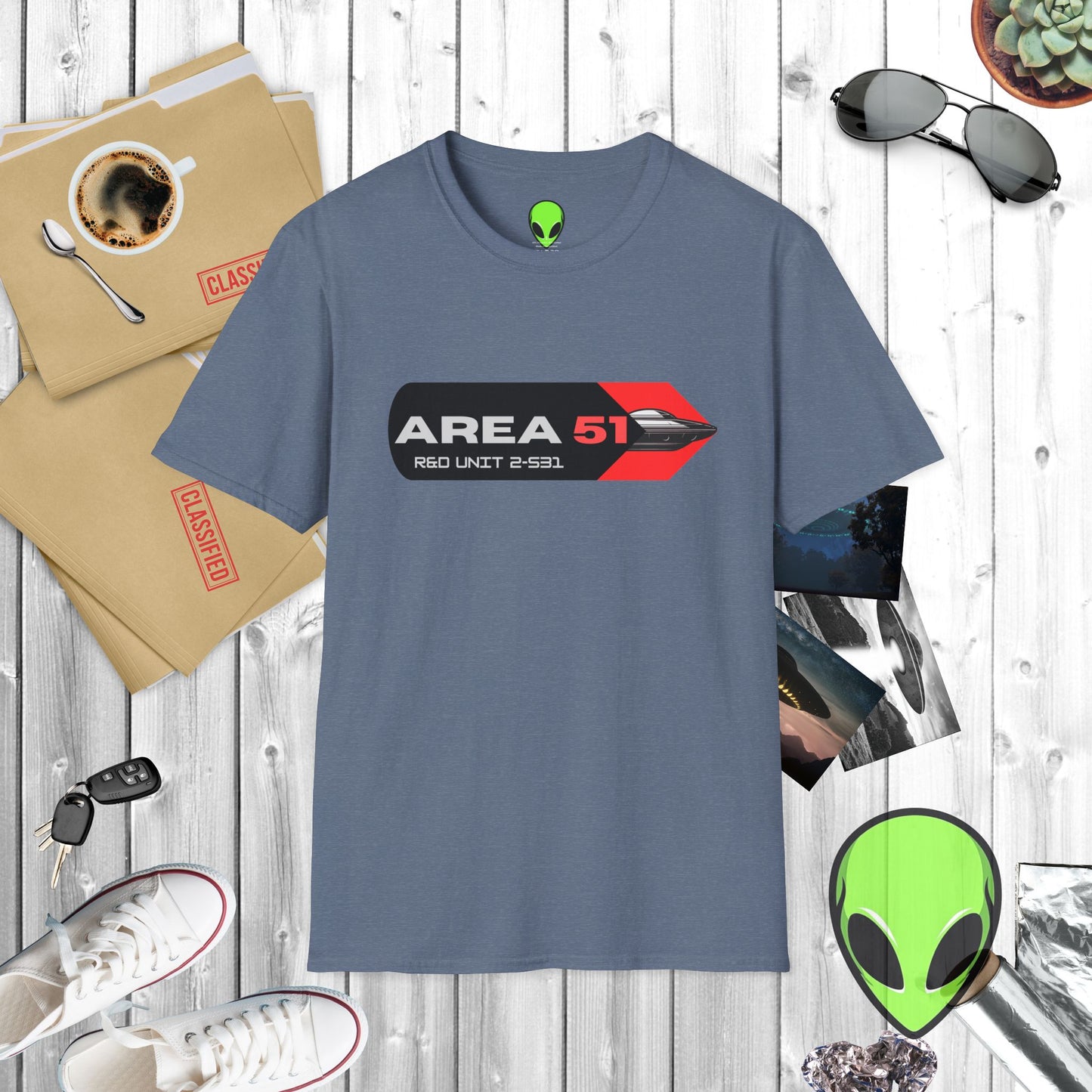 Alien Area 51 Unisex Softstyle T-Shirt - Casual UFO Enthusiast Apparel