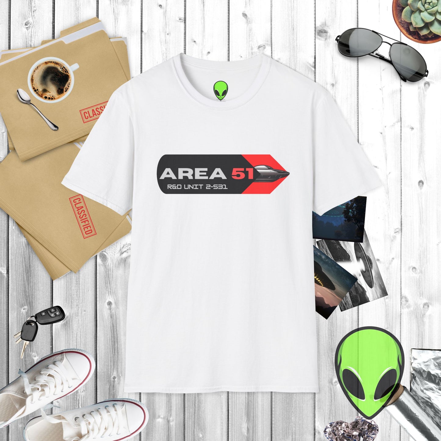 Alien Area 51 Unisex Softstyle T-Shirt - Casual UFO Enthusiast Apparel